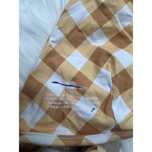 Toast Swim Gold Gingham Signature Triangle Top S - Picture 6 of 6